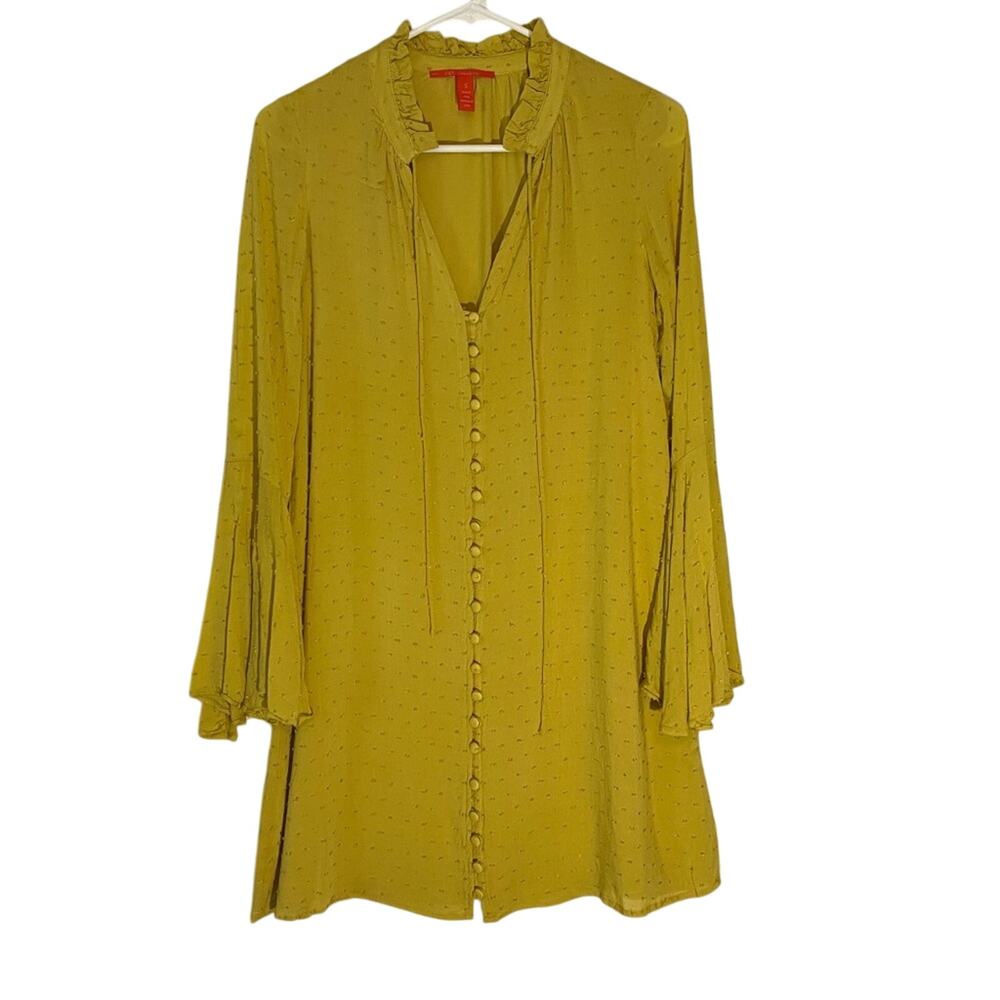 Chelsea & Violet Mustard Yellow Long Sleeve Button Front Dress